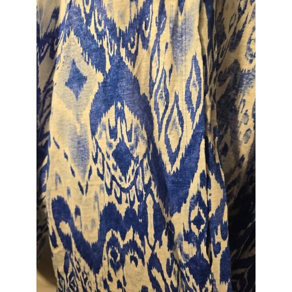 Chicos Blue White Beautiful Cardigan Sweater Open front Womens Size 2 L Linen - Picture 2 of 3